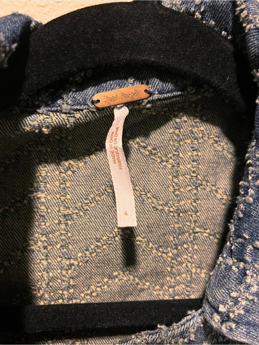 Free People Blue Chevron Denim Moto Jacket - Picture 7 of 11